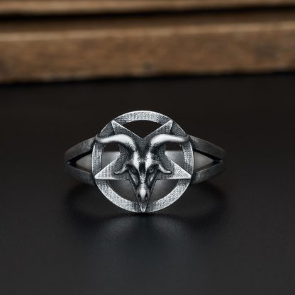 Baphomet Occult Sterling Silver Ring