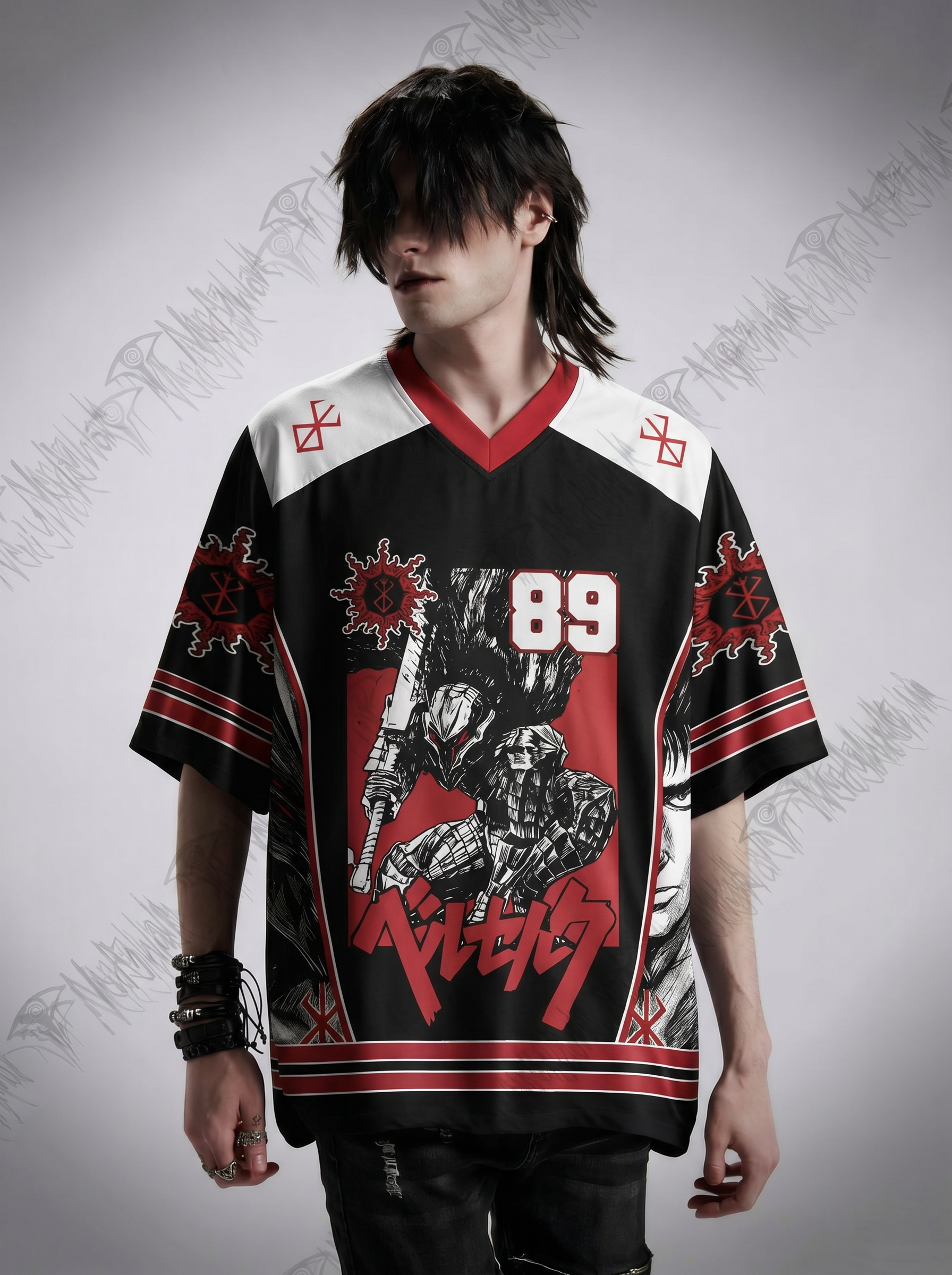 Vintage Black Swordsman Oversized Jersey