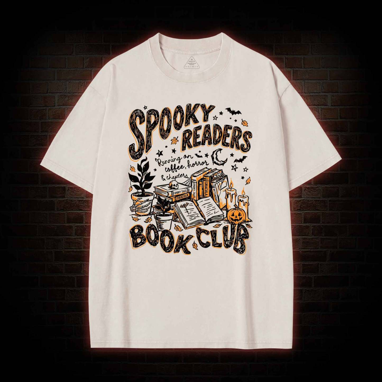 Spooky Readers Book Club Halloween Washed T-shirt