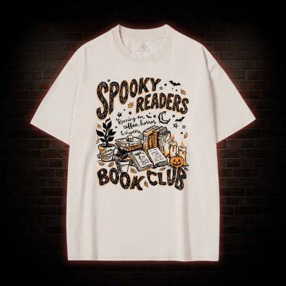 Spooky Readers Book Club Halloween Washed T-shirt