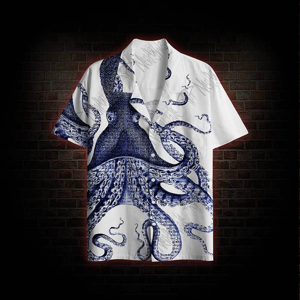 Blue Kraken Octopus Hawaiian Shirt