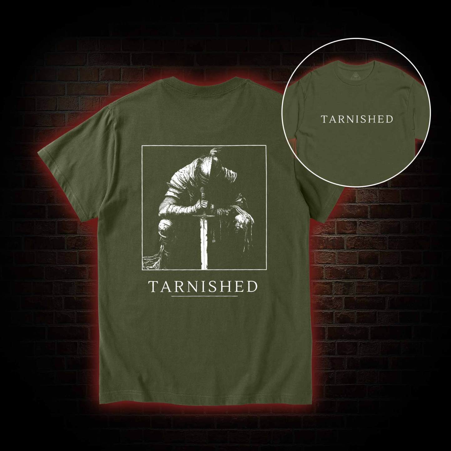 Dark Knight With Sword Back Print T-Shirt