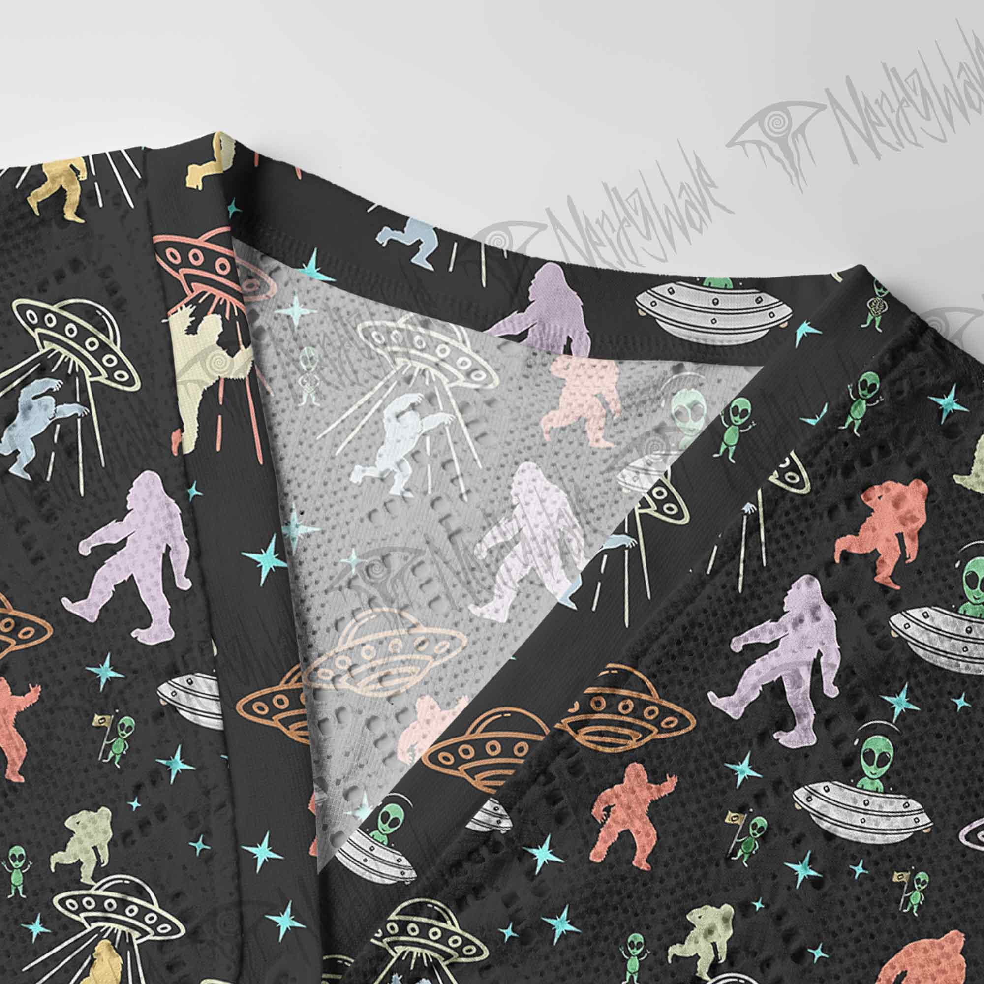  Bigfoot and Alien Party Pointelle Cardigan