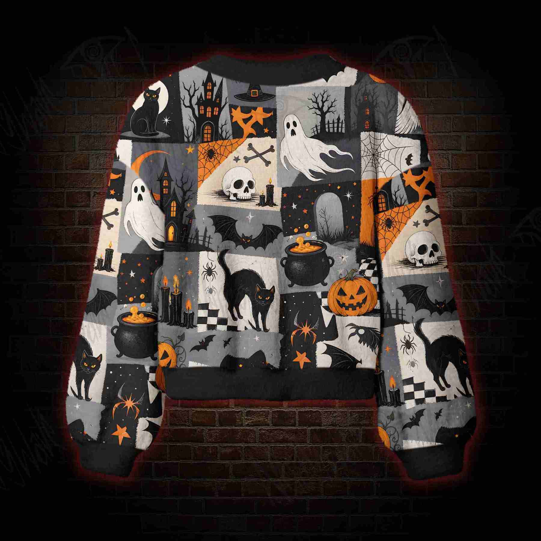 Haunted Patchwork Women's Cardigan Sweater
