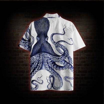 Blue Kraken Octopus Hawaiian Shirt