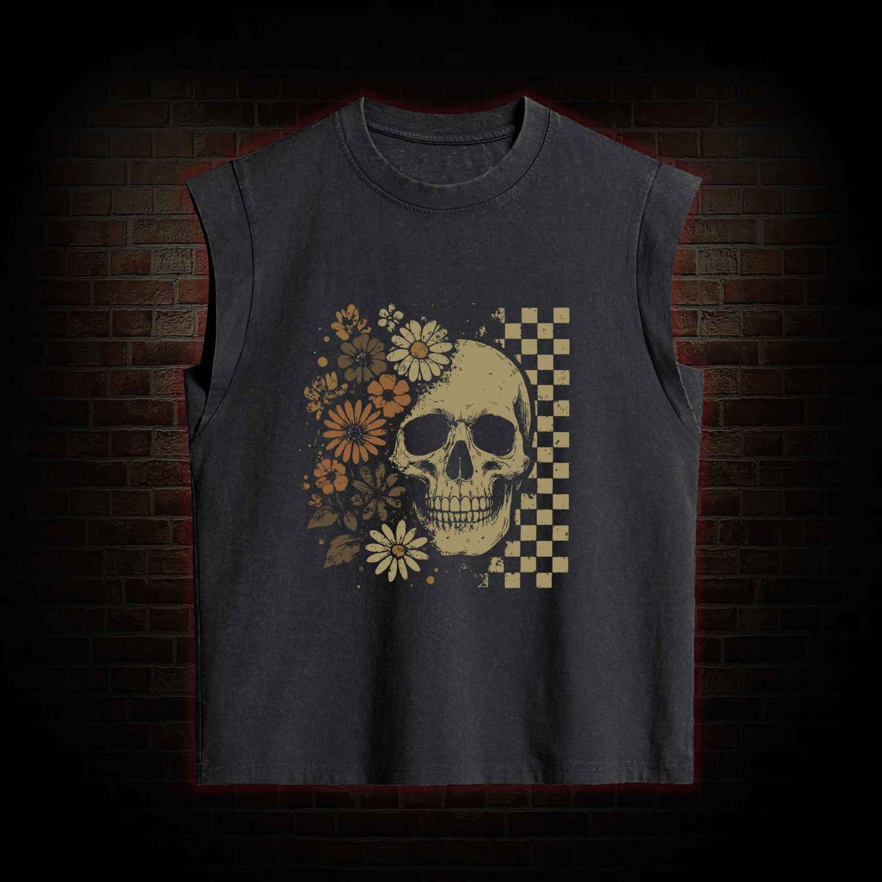 Vintage Skull Women's Washed Tank Top