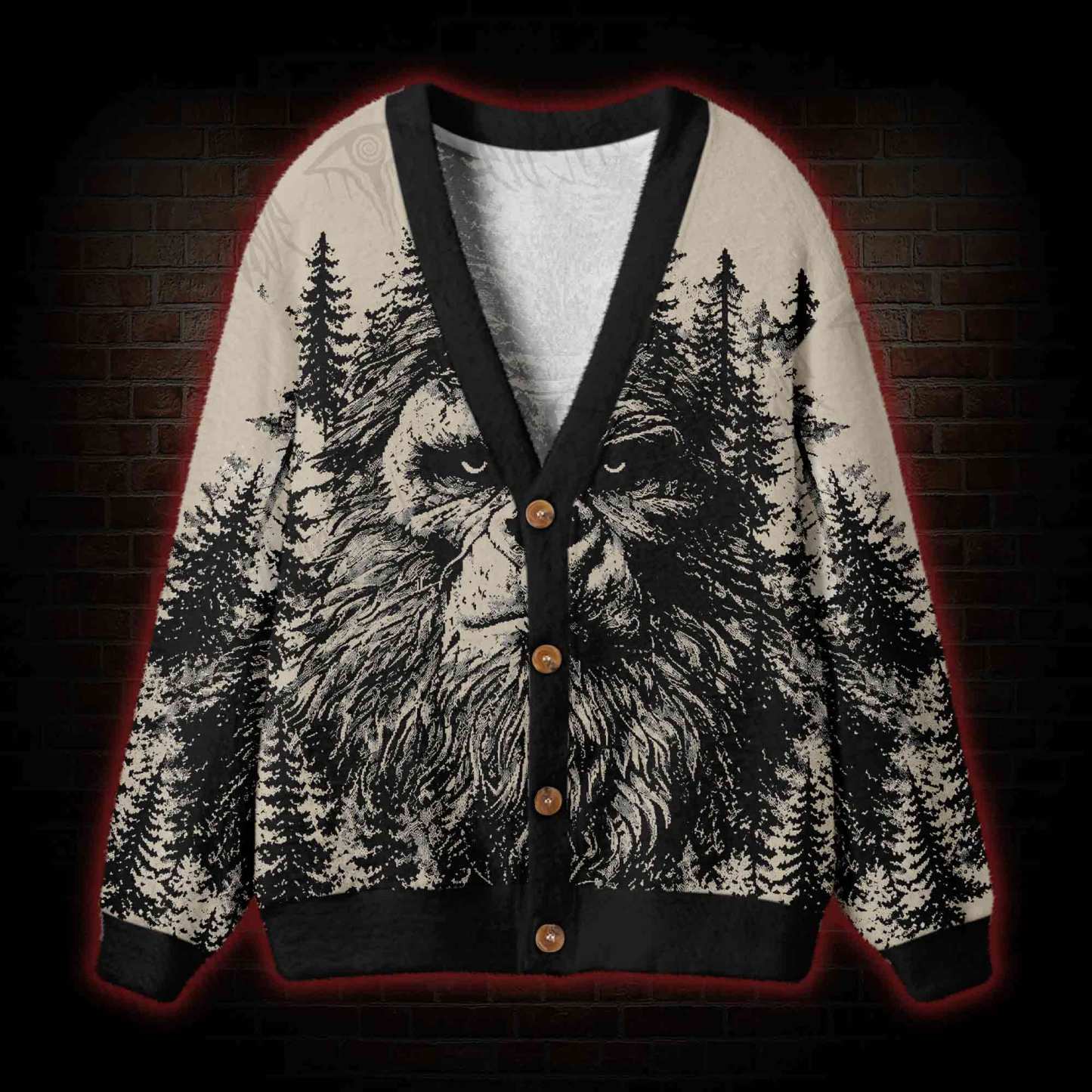 Vintage Bigfoot Forest Cardigan Sweater