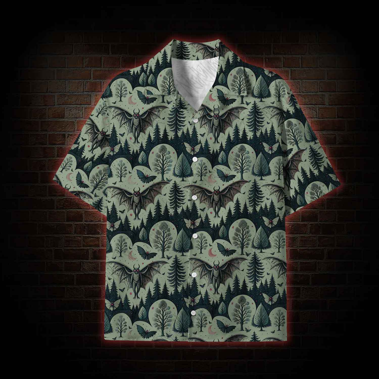 Home of the Mothman Lightweight Hawaiian Shirt