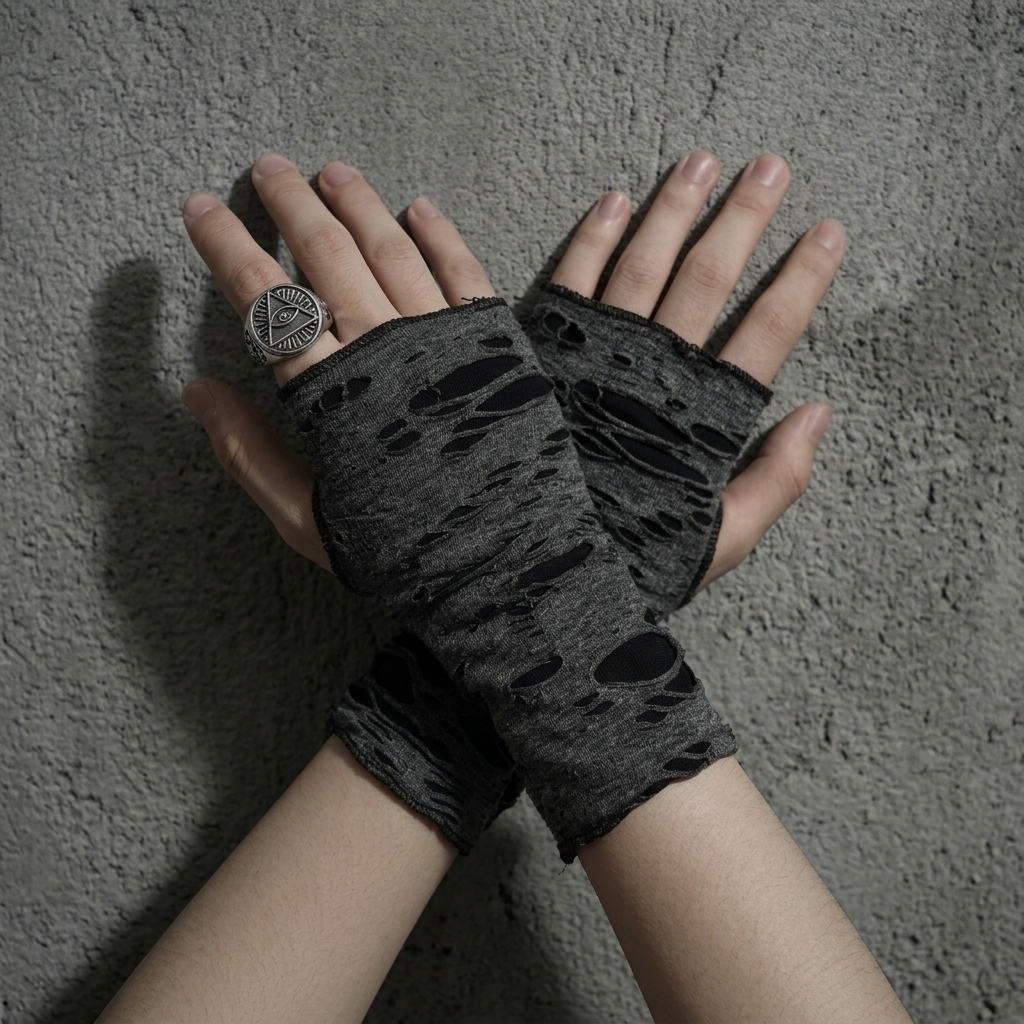 Distressed Dark Gloves