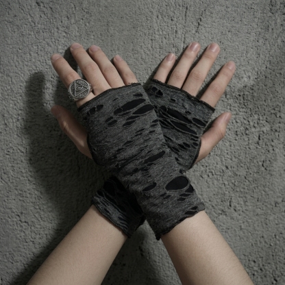 Distressed Dark Gloves