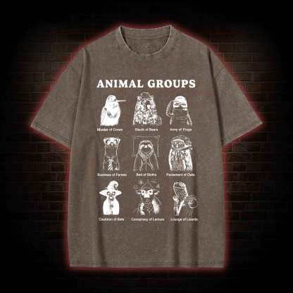 Animal Groups Washed T-shirt