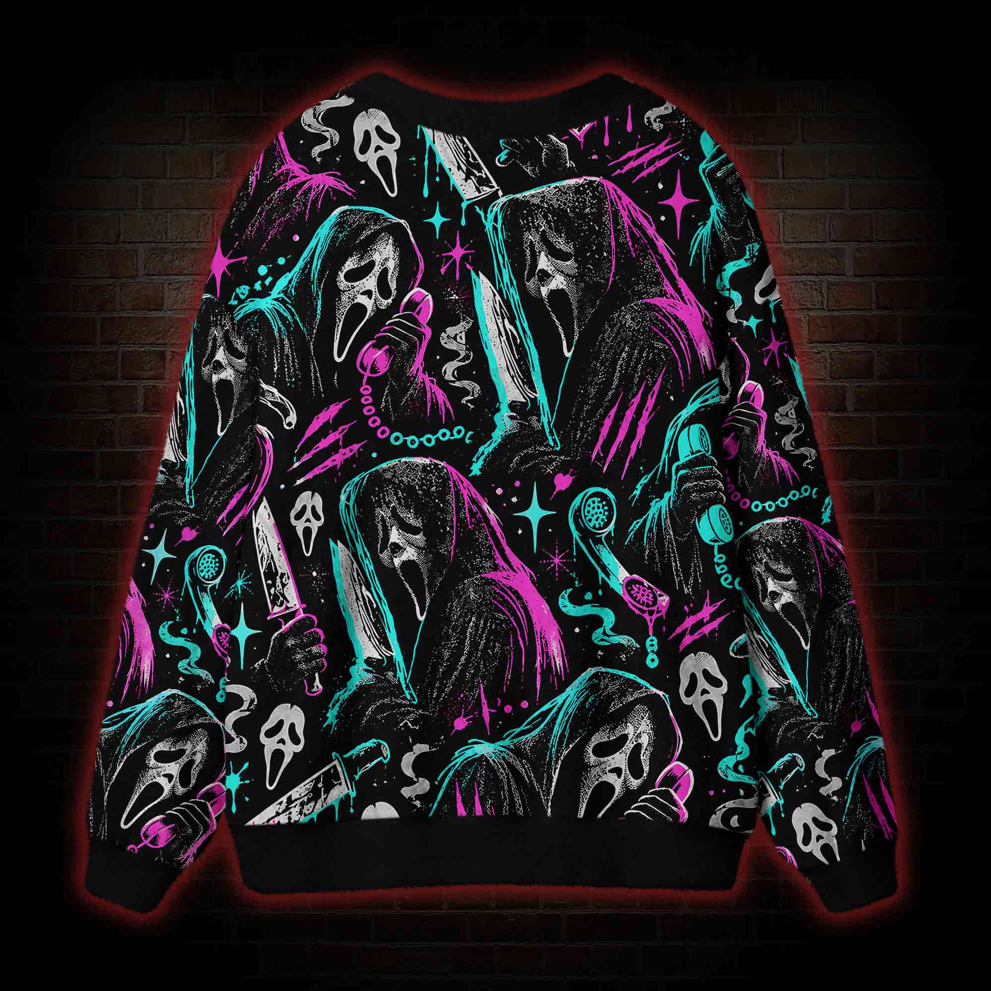 Neon Ghostface Cardigan Sweater