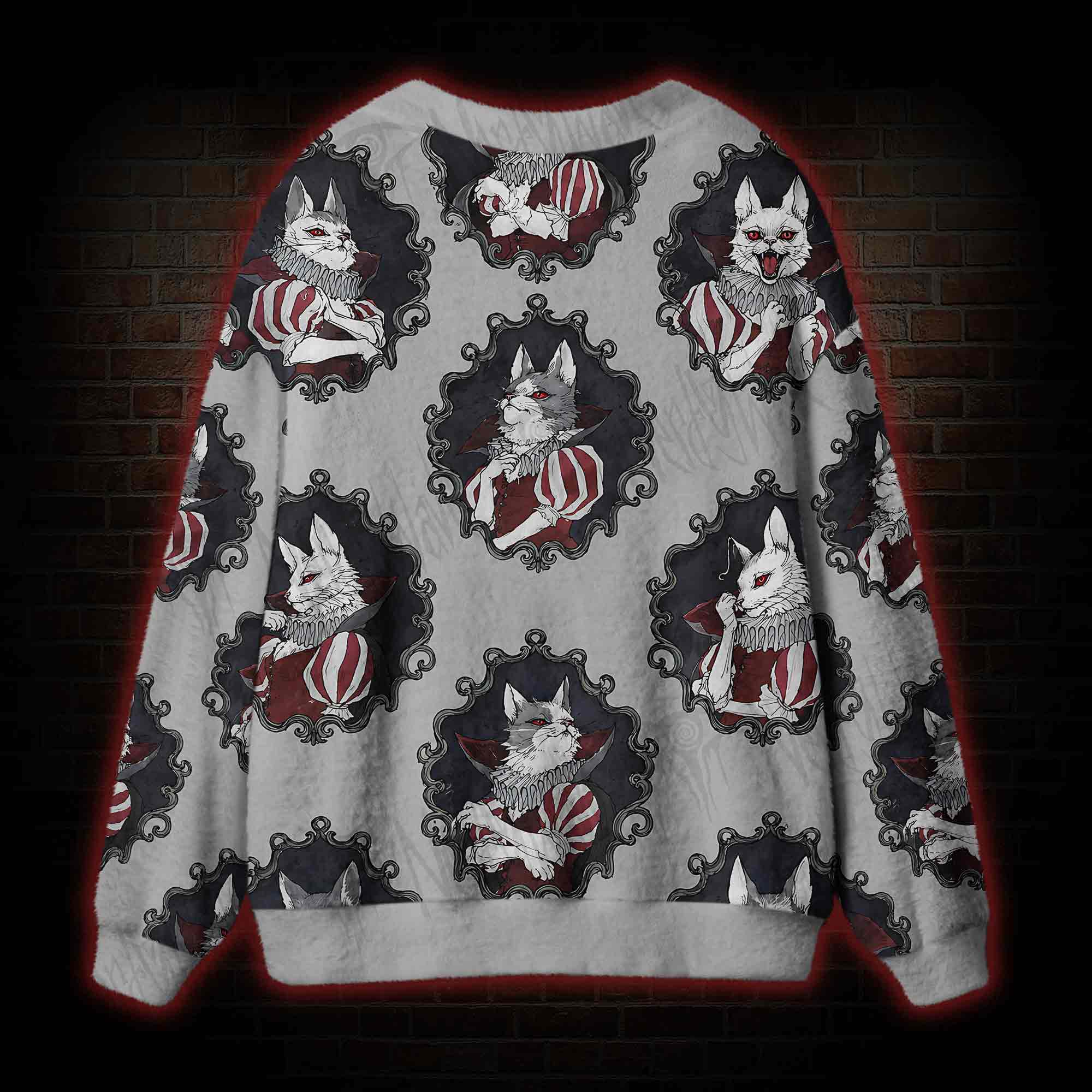 Vampire Cat Portraits Cardigan Sweater