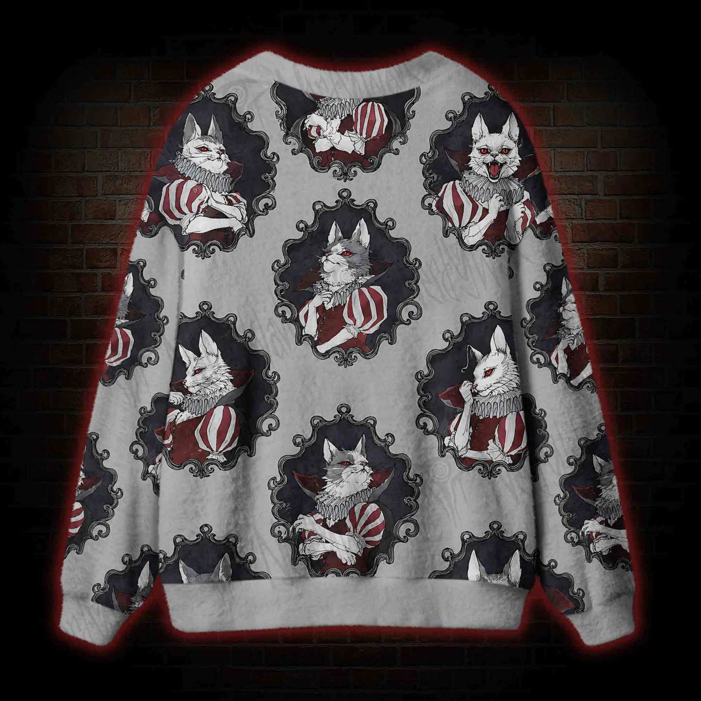 Vampire Cat Portraits Cardigan Sweater