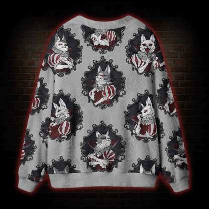 Vampire Cat Portraits Cardigan Sweater