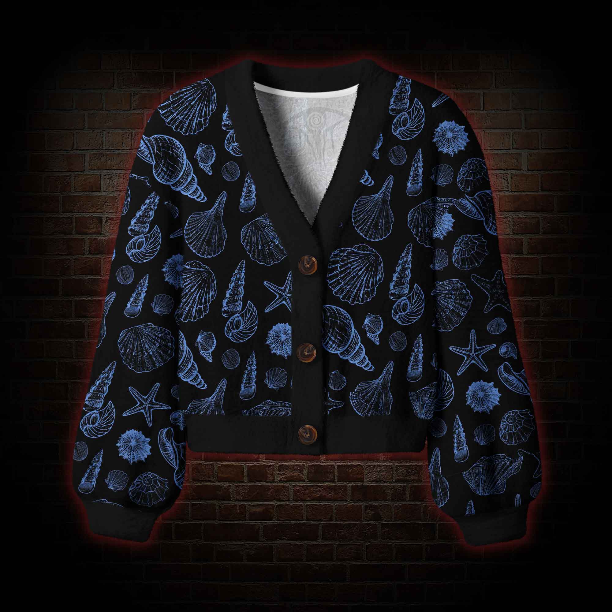 Blue Seashell Women's Cardigan Sweater
