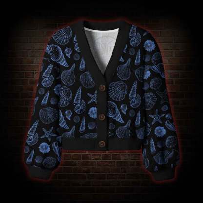 Blue Seashell Women's Cardigan Sweater
