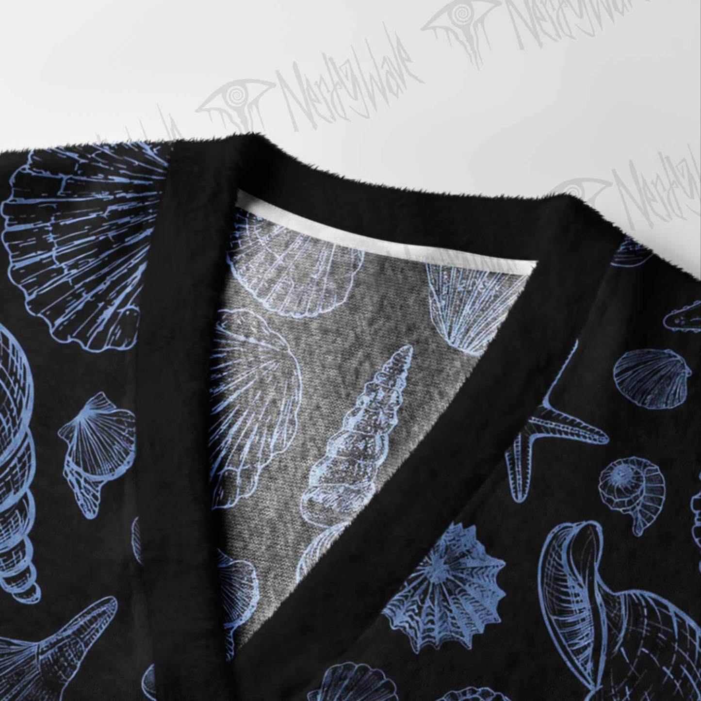 Blue Seashell Cardigan Sweater