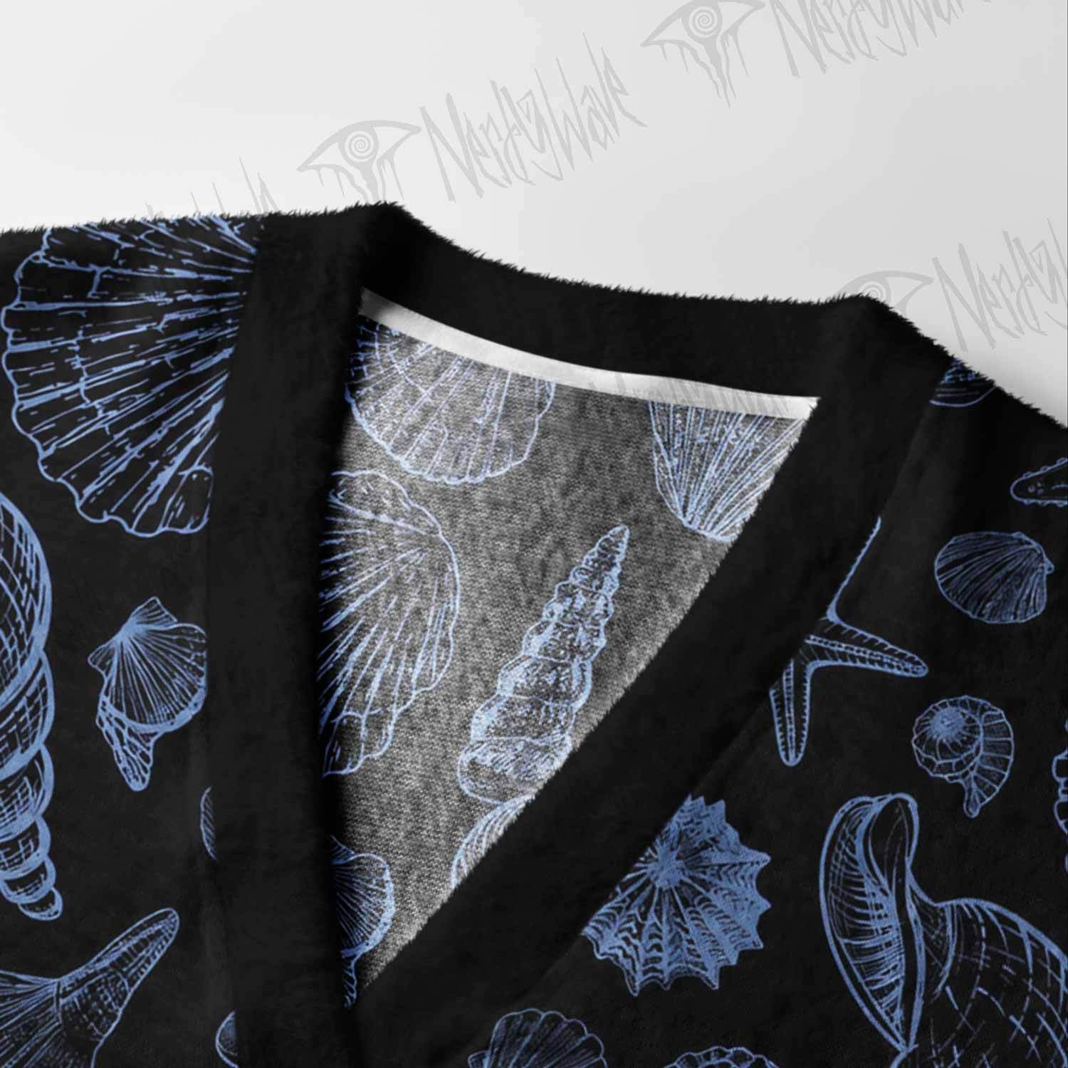 Blue Seashell Cardigan Sweater