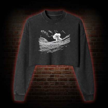Precious Dog Washed Cropped Sweatshirts