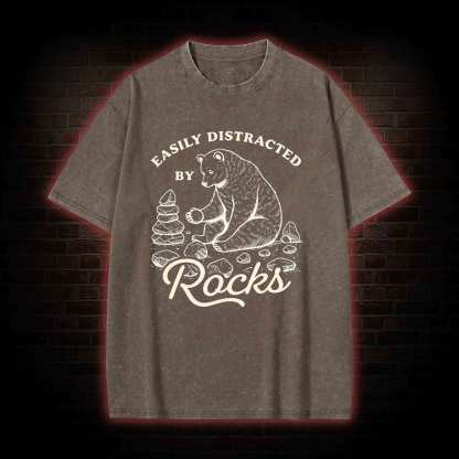 Easily Distracted By Rocks Washed T-shirt