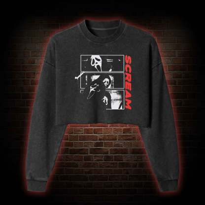 Don't Hang up the Phone Washed Cropped Sweatshirts