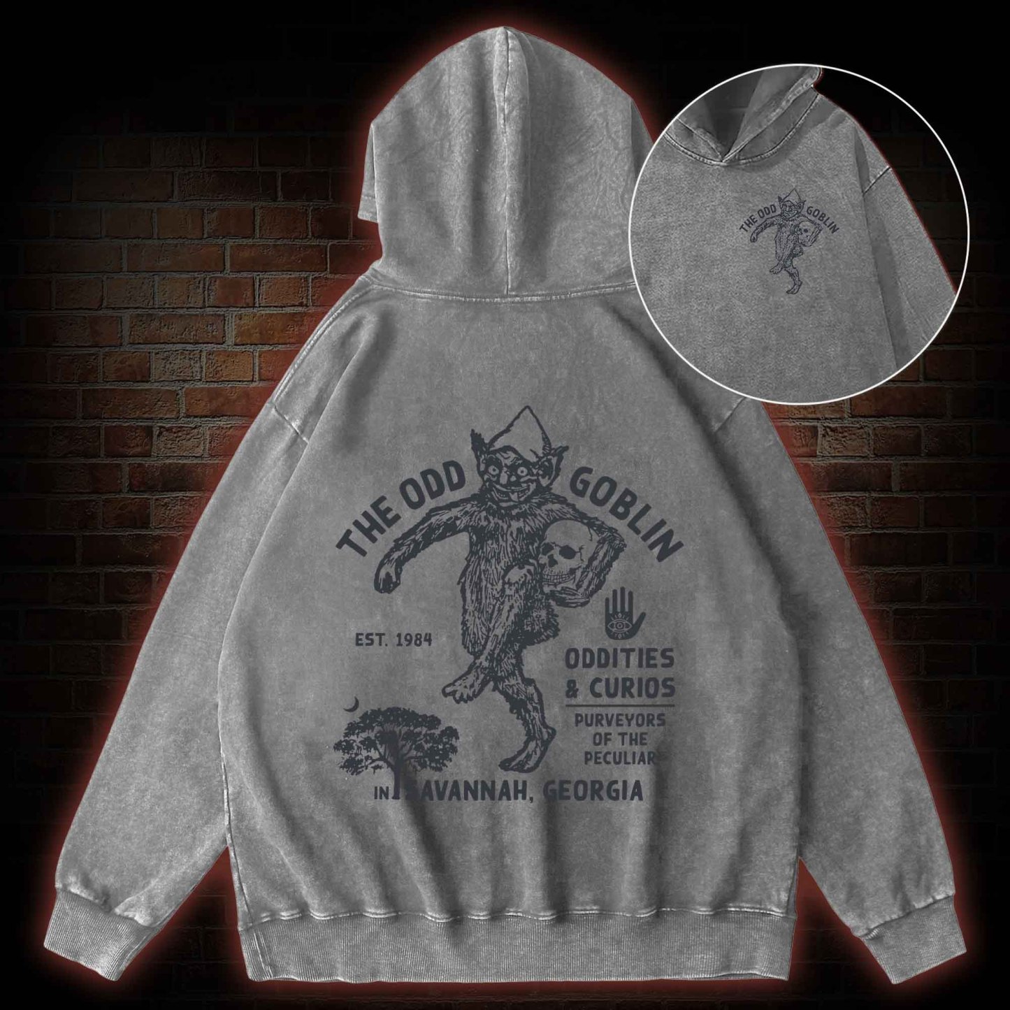 The Odd Goblin back print washed hoodie