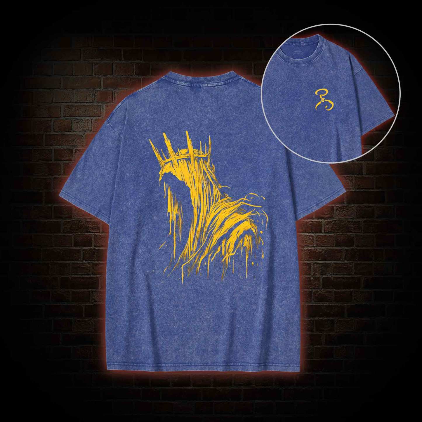 The King in Yellow Cthulhu Back Print Washed T-shirt