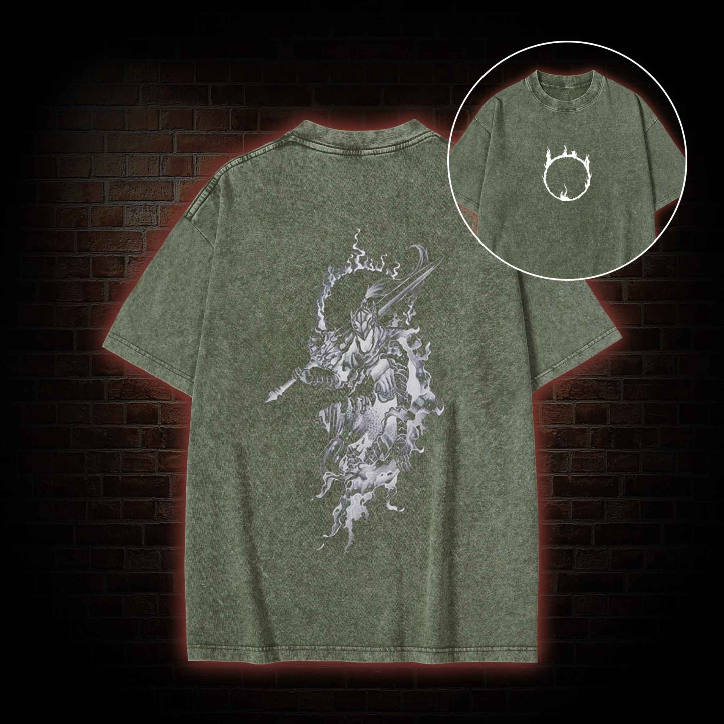 2525 back print Washed T-shirt