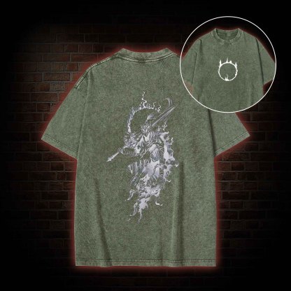 2525 back print Washed T-shirt