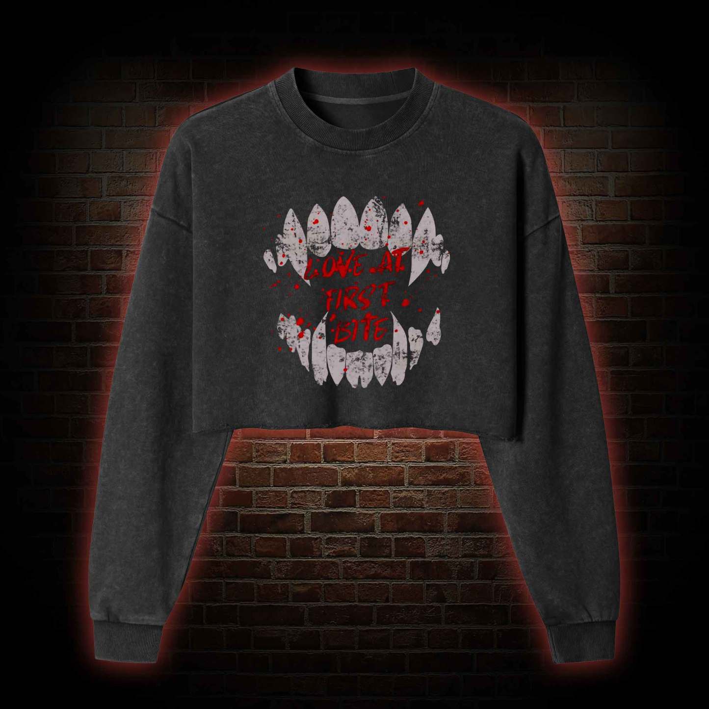 Love at First Bite Washed Cropped Sweatshirts