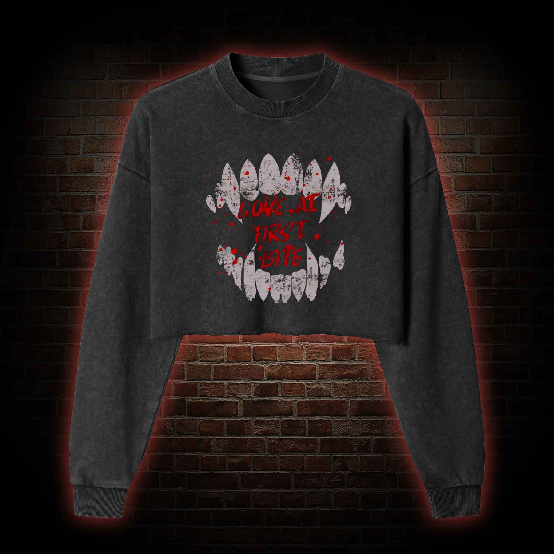 Love at First Bite Washed Cropped Sweatshirts
