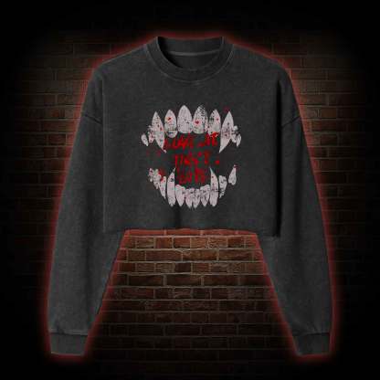 Love at First Bite Washed Cropped Sweatshirts