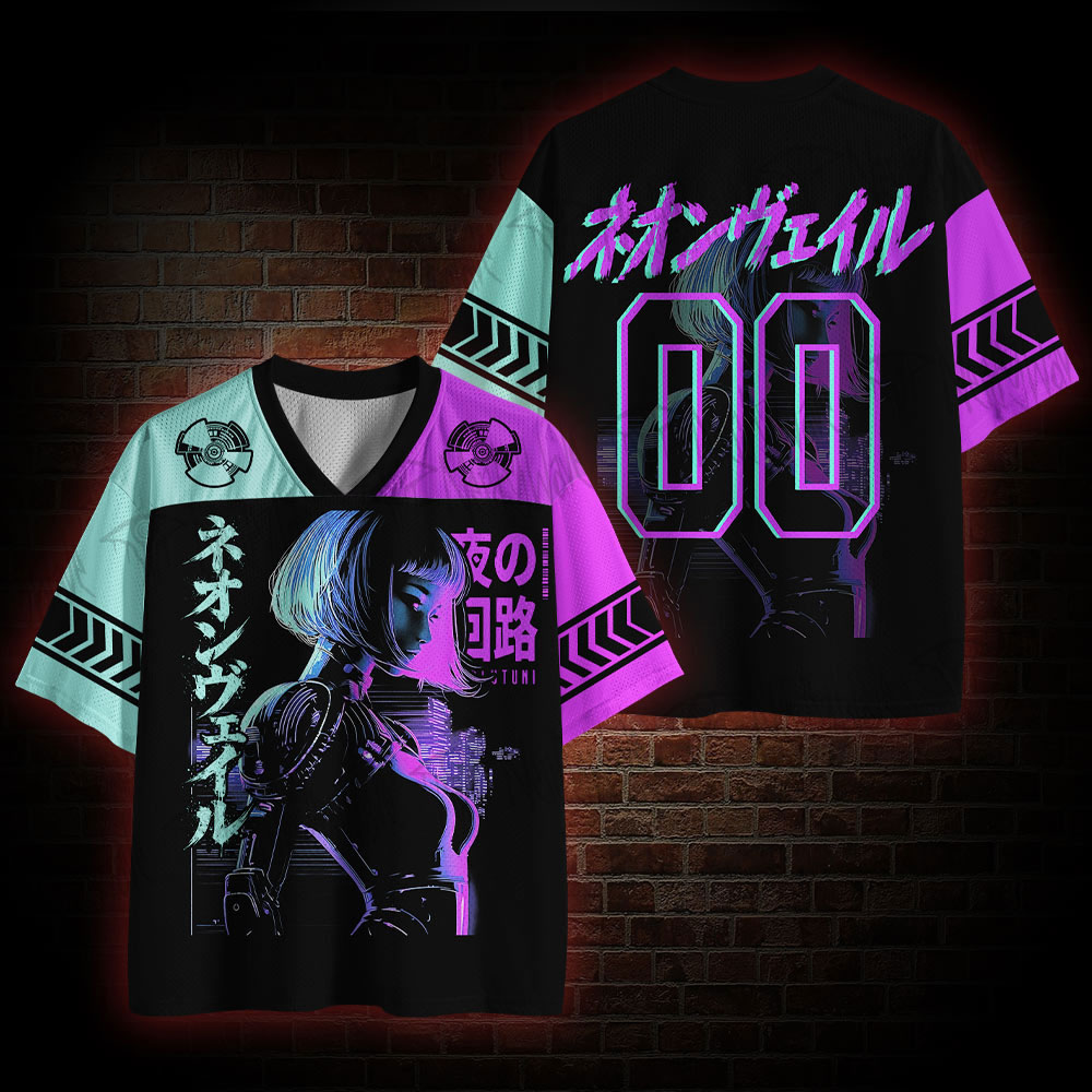 Neon Cyberpunk Girl Mesh Jersey