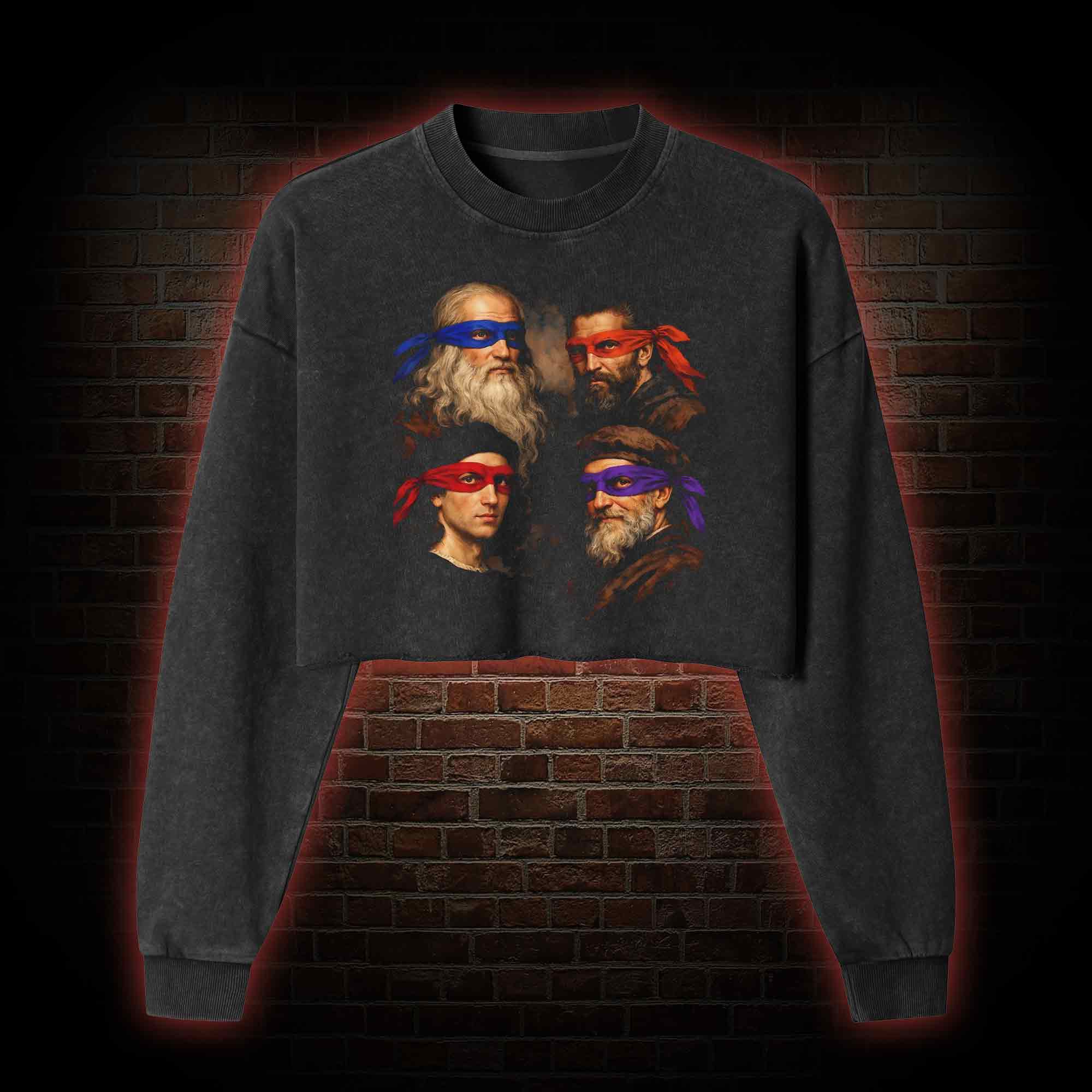 Masters of Art by day Washed Cropped Sweatshirts