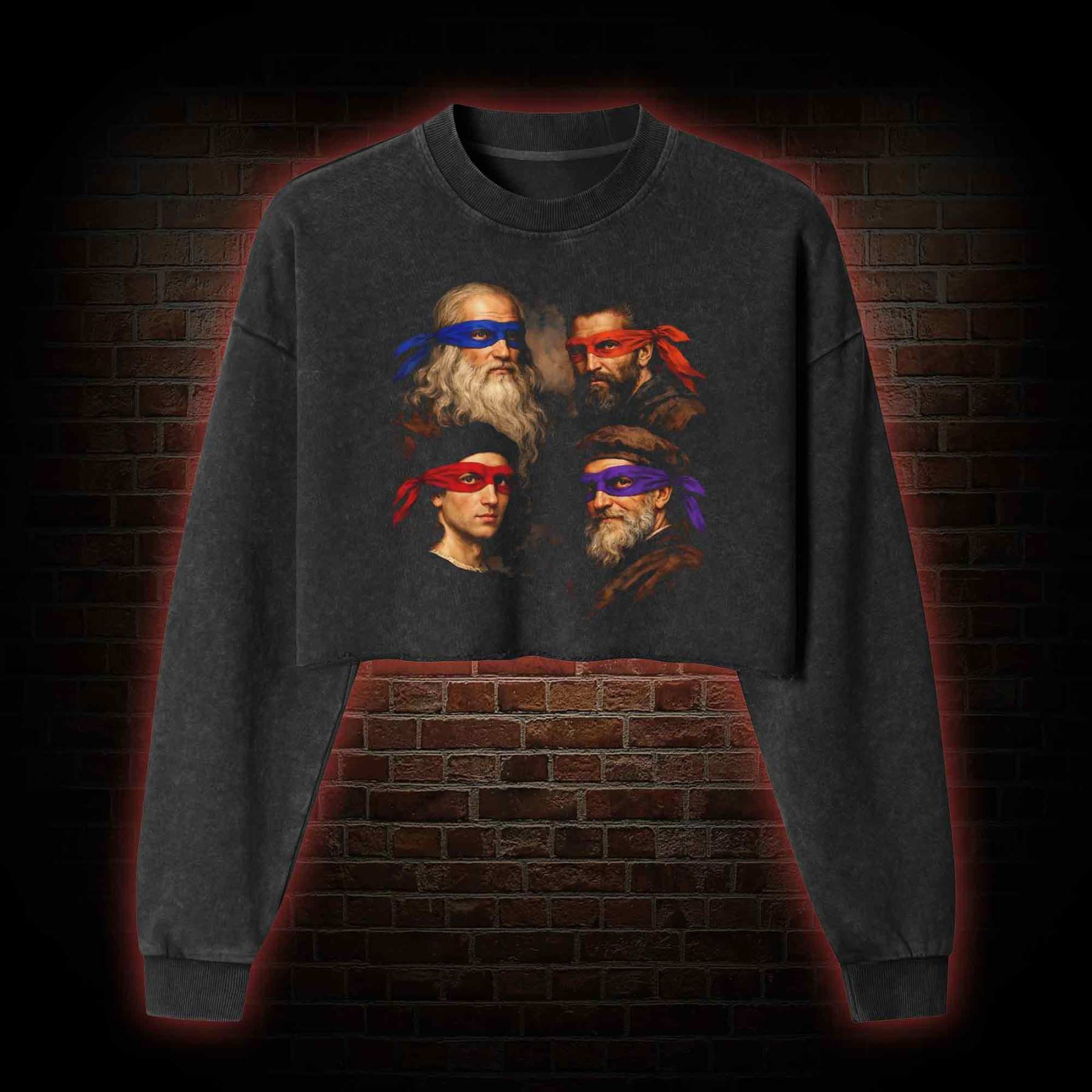 Masters of Art by day Washed Cropped Sweatshirts