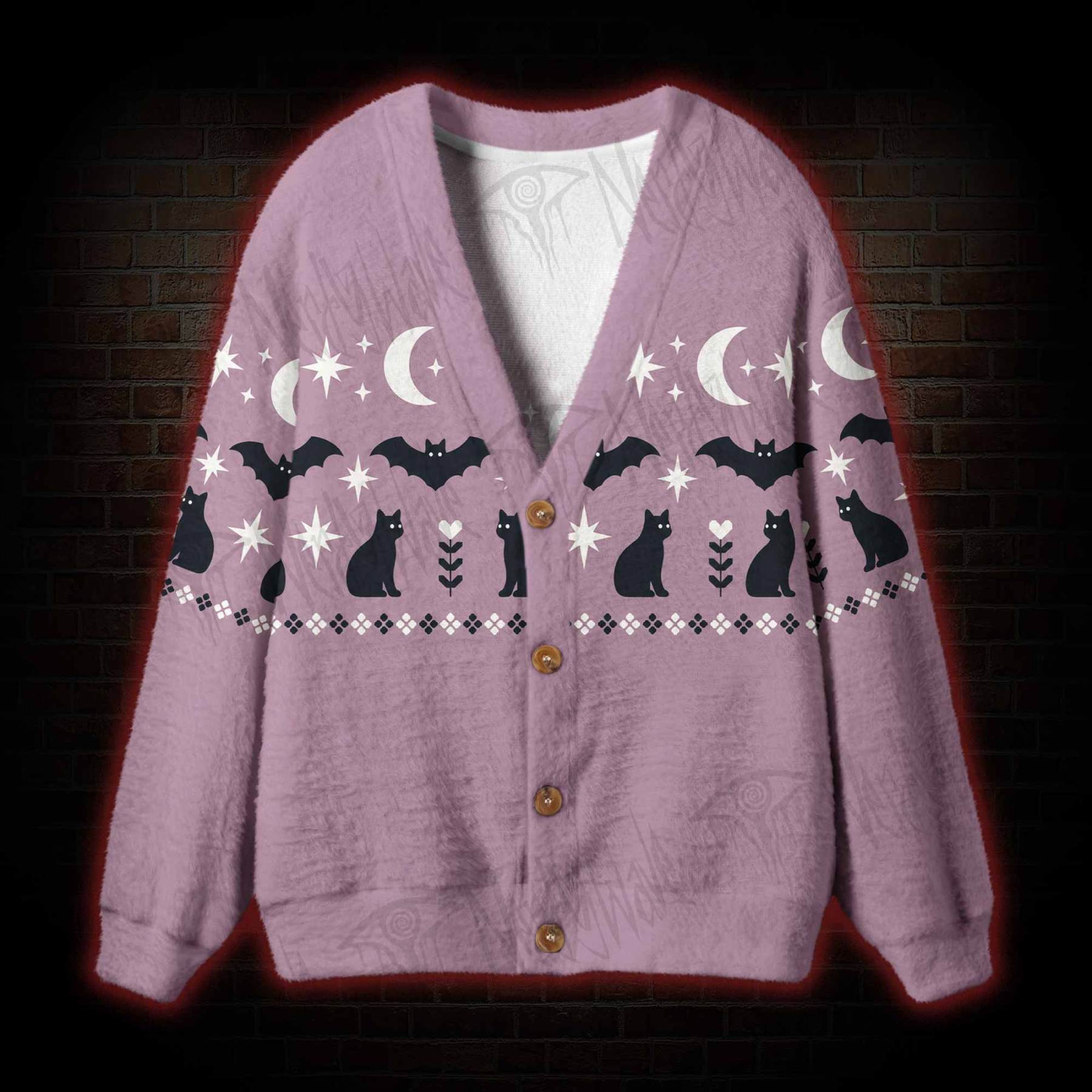 Lunar Cat Bat Cardigan Sweater
