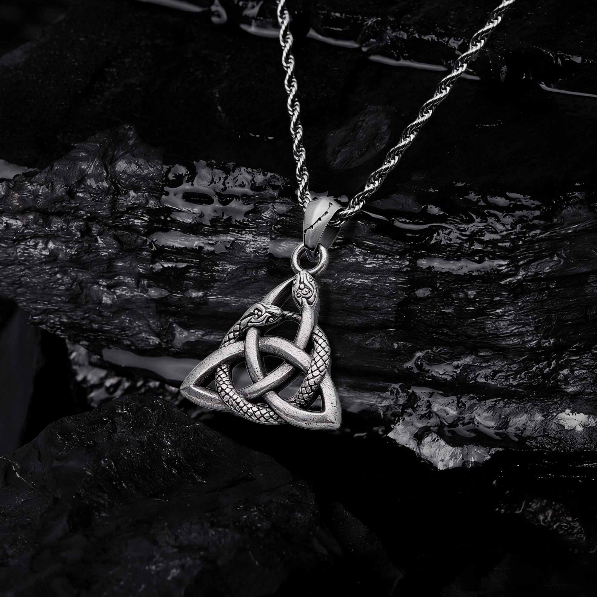Eternal Serpent Trinity Sculptural Necklace