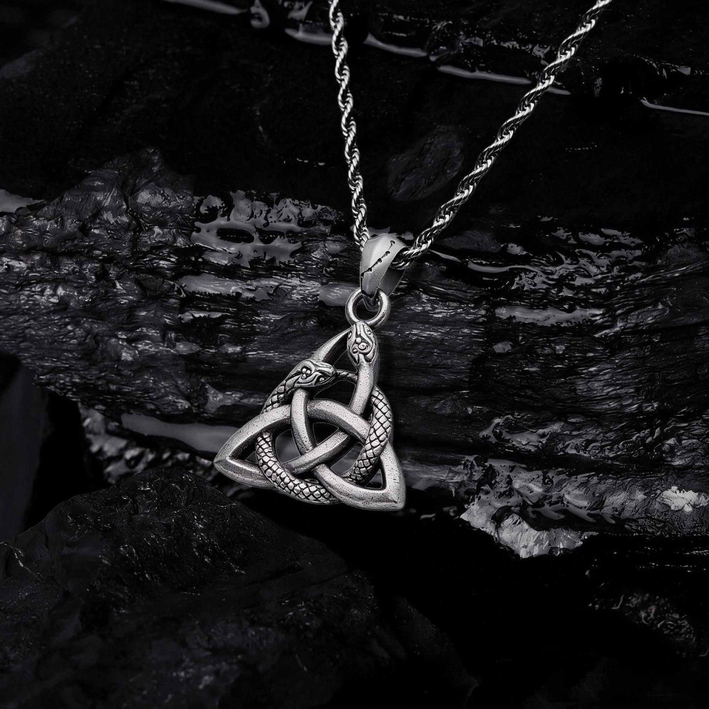 Eternal Serpent Trinity Sculptural Necklace