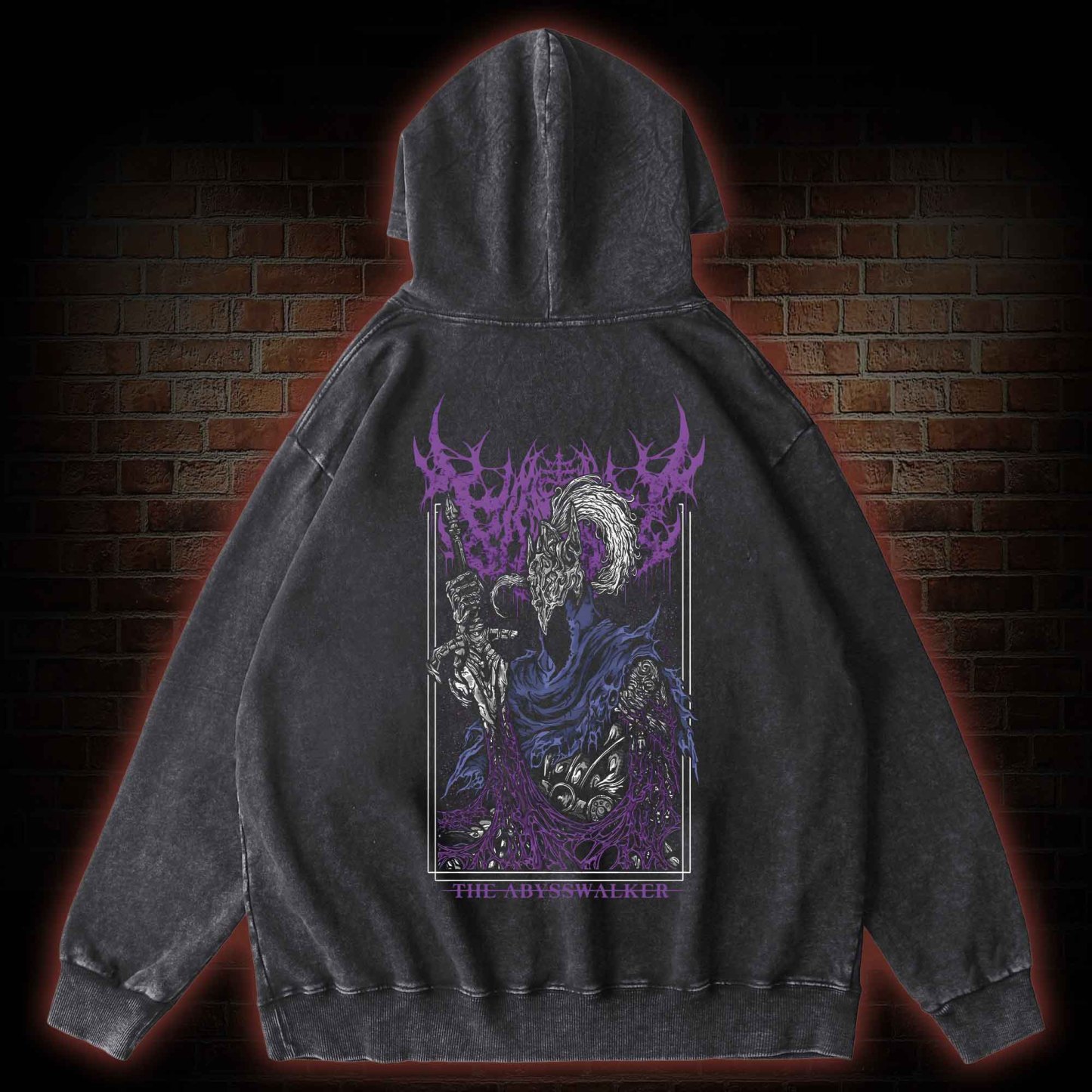 Into the Abyss Back Print Washed Hoodie