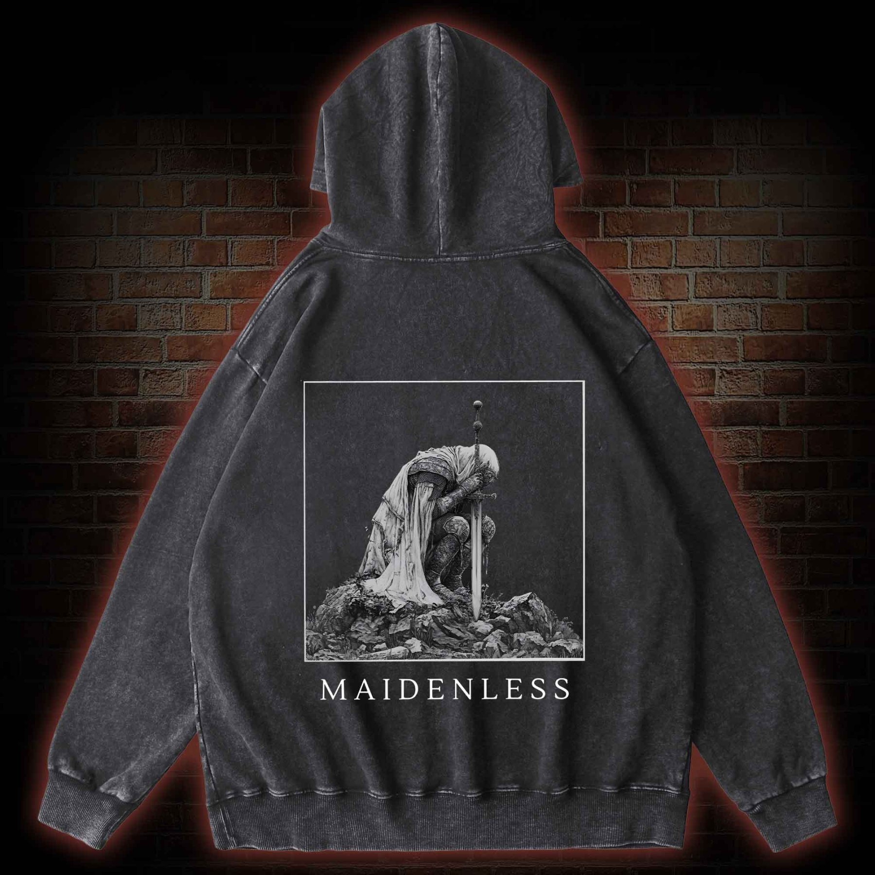 Maidenless Back Print Washed Hoodie