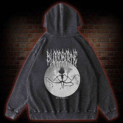 Hunt The Great Ones Back Print Washed Hoodie
