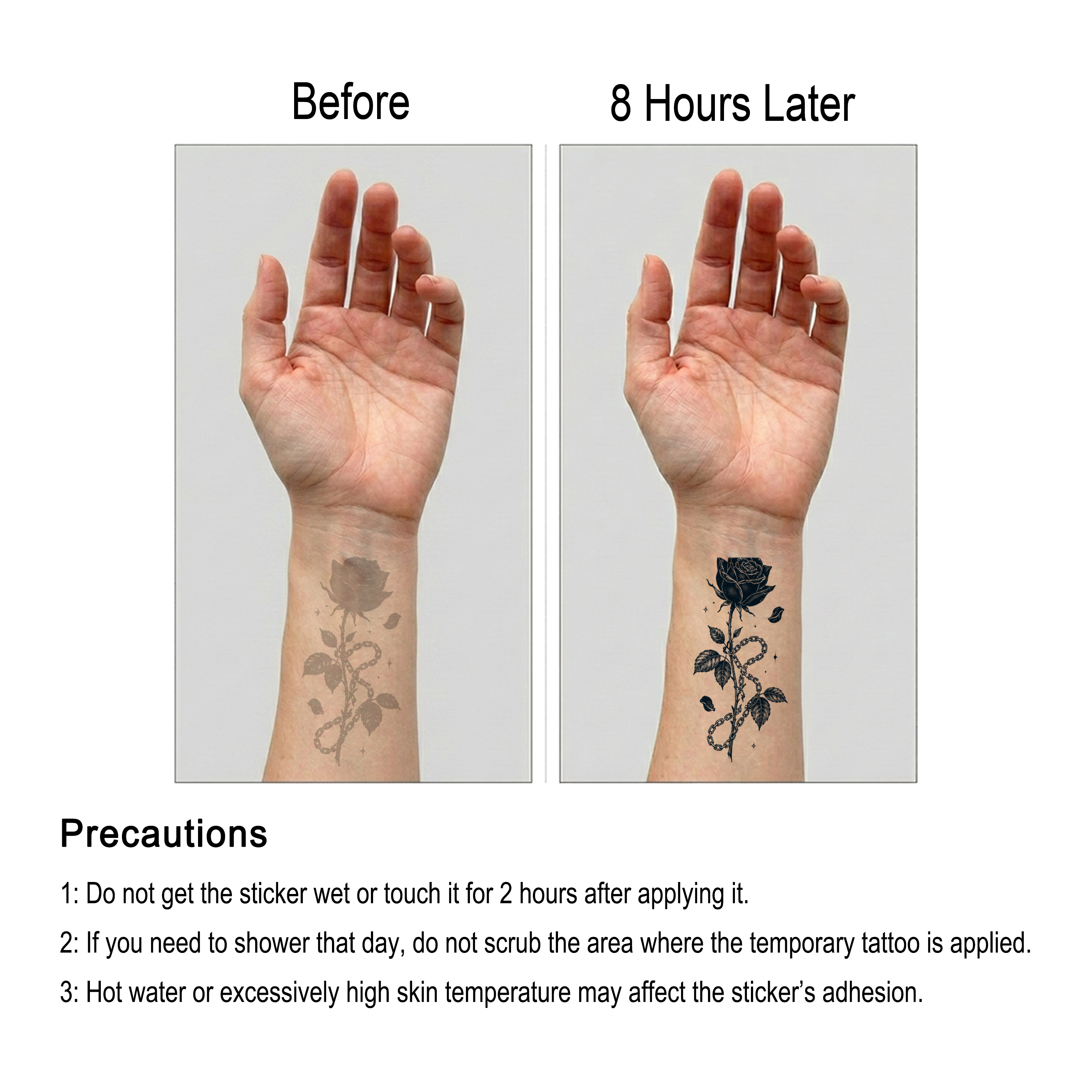 Gothic Rose Temporary Tattoo