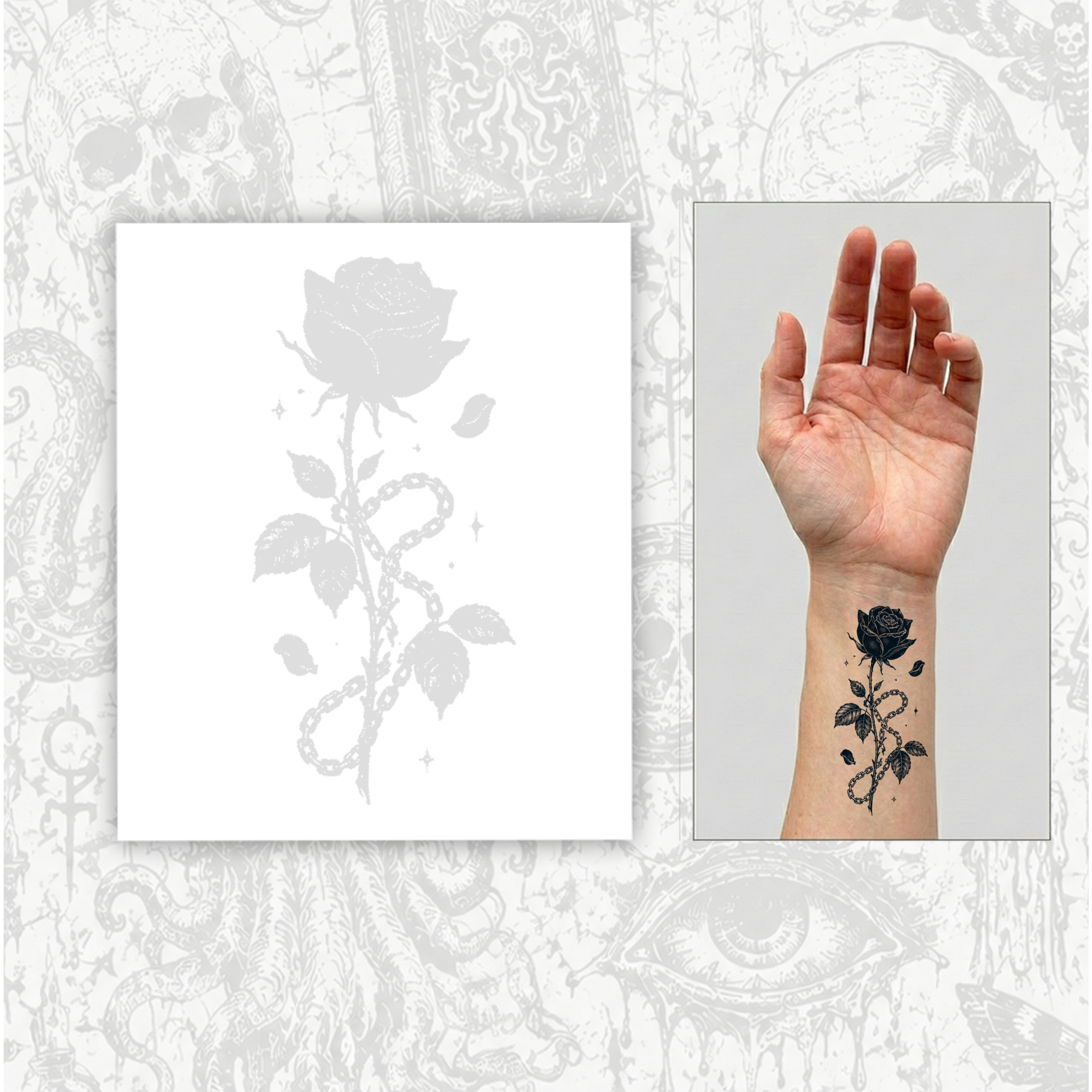 Gothic Rose Temporary Tattoo