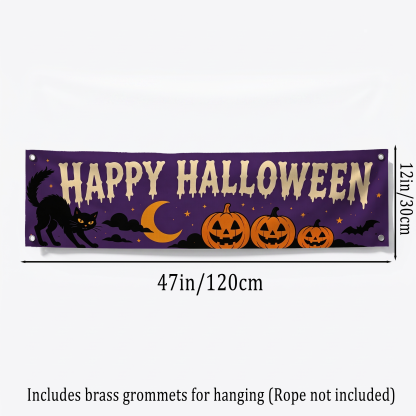 Black Cat Happy Halloween Banner