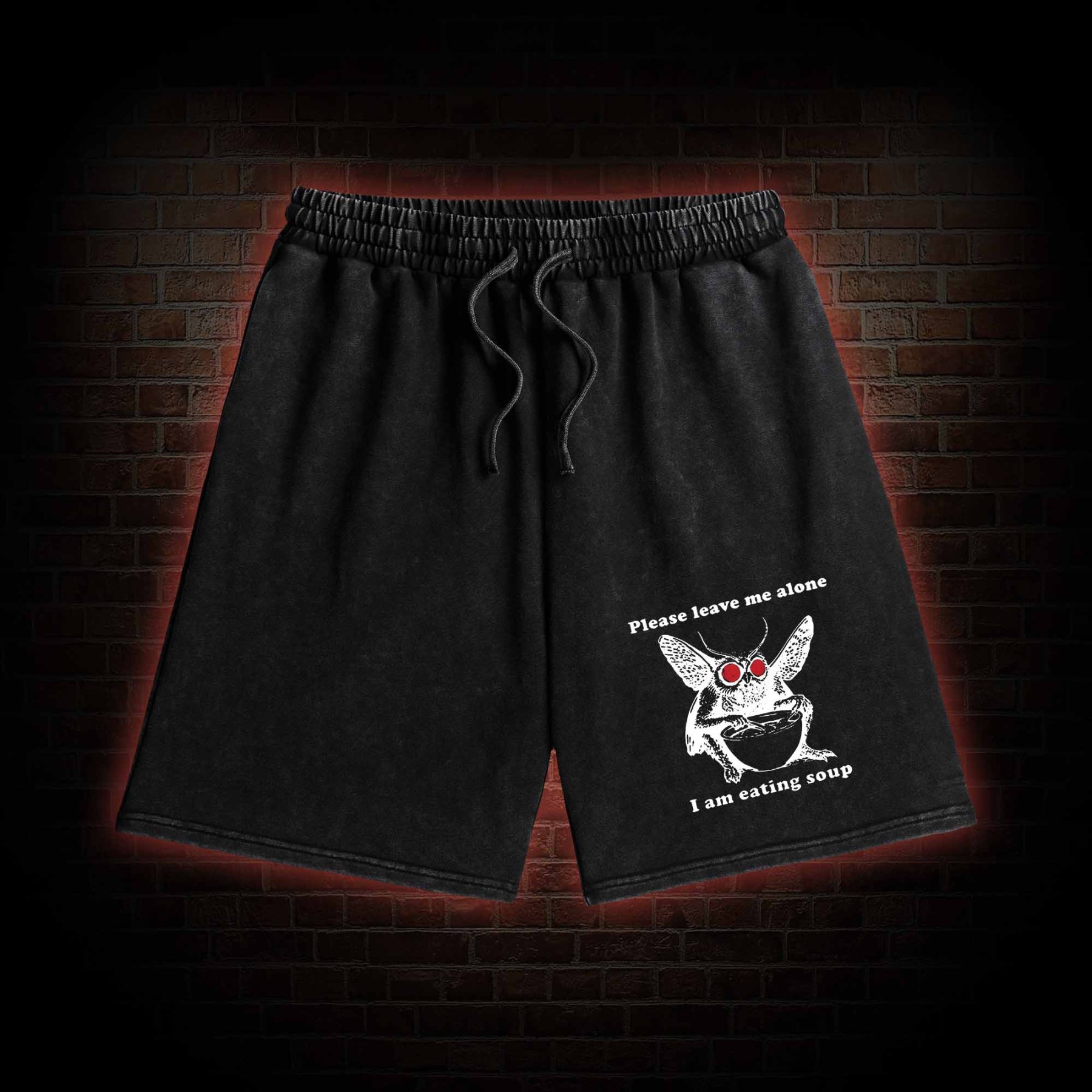 Mothman Eating Soup Washed Shorts