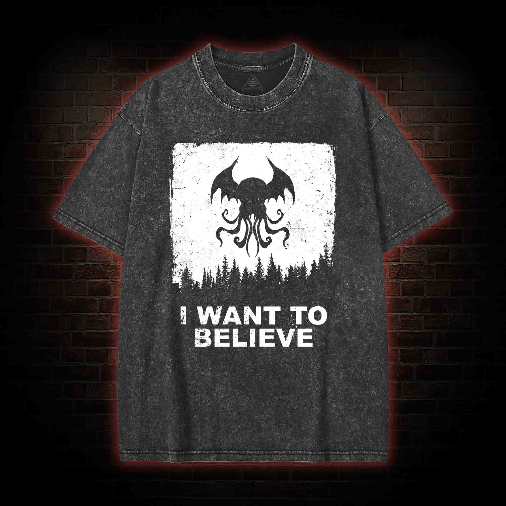I Want to Believe in Cthulhu Washed T-shirt