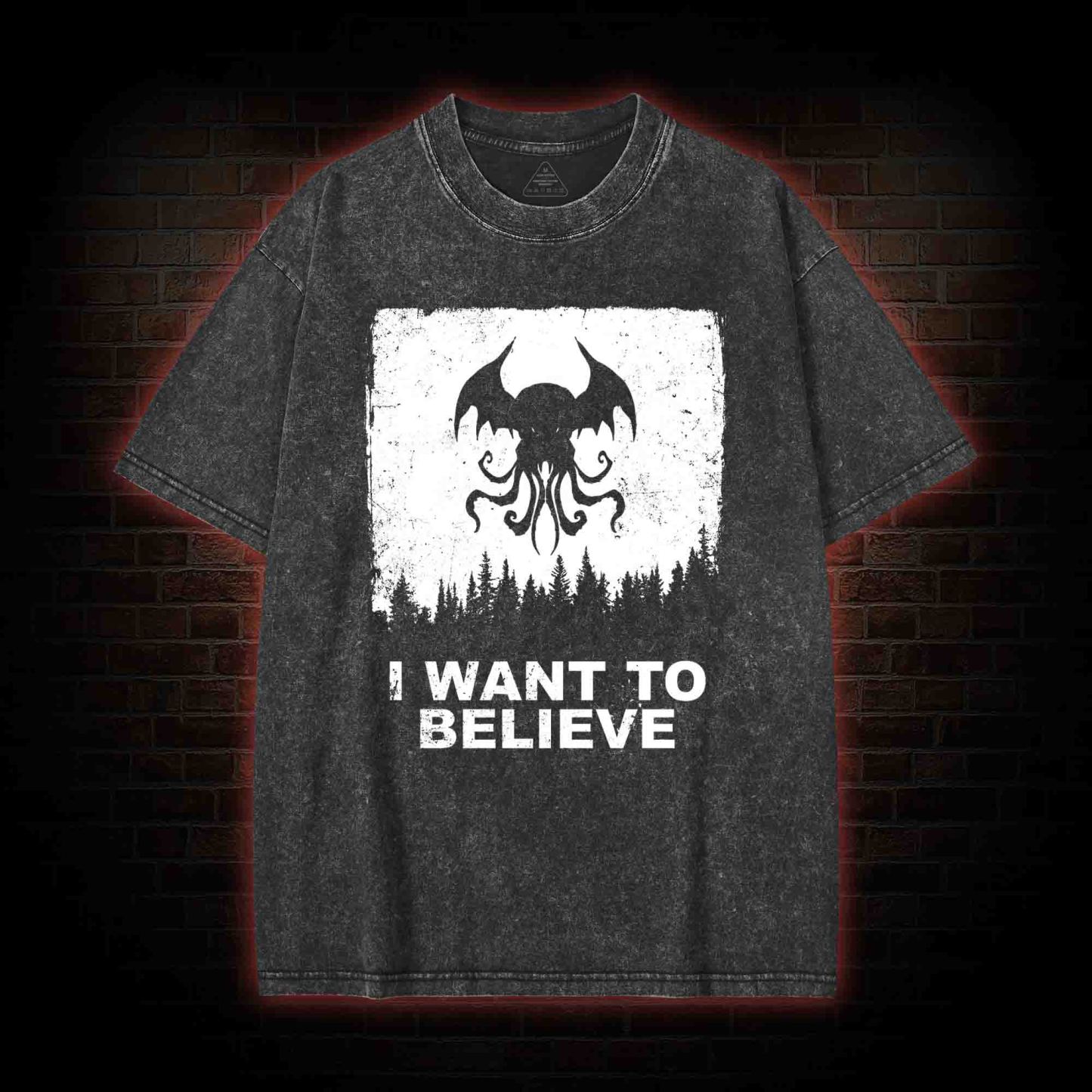 I Want to Believe in Cthulhu Washed T-shirt