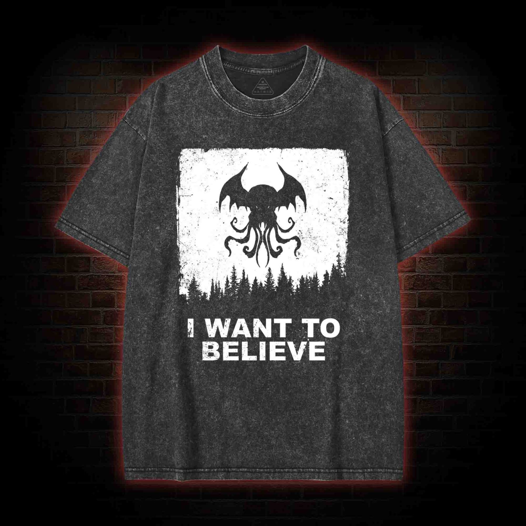 I Want to Believe in Cthulhu Washed T-shirt