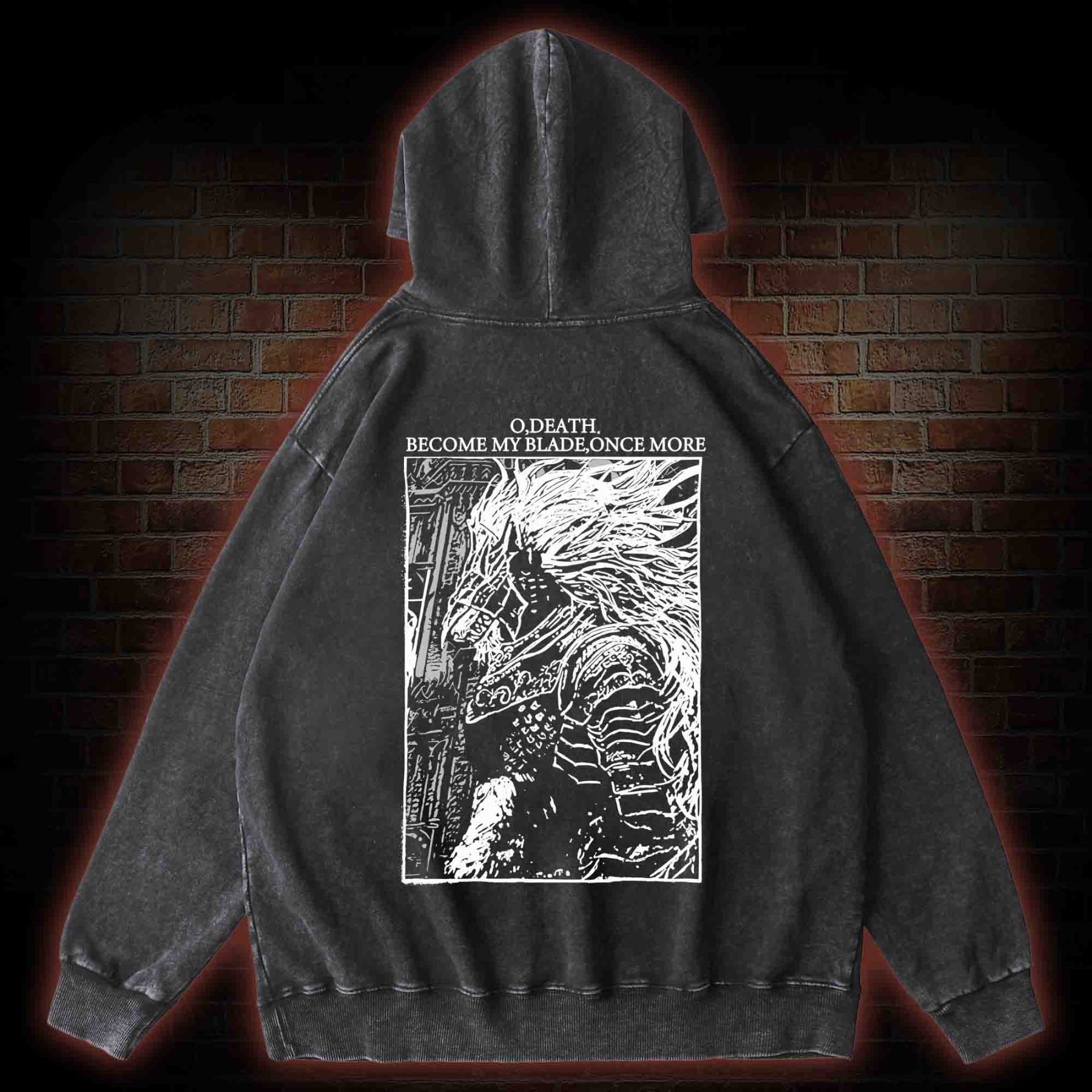The Black Blade Back Print Washed Hoodie